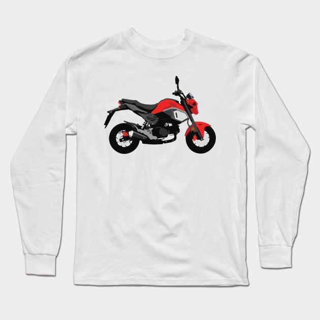 Motorcycle Honda Grom Orange 2020 Cherry Red Long Sleeve T-Shirt by WiredDesigns